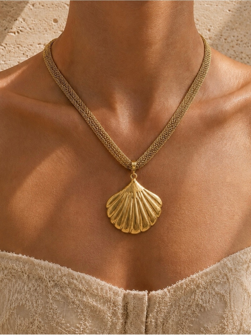 Elan Gold Shell Pendant Necklace